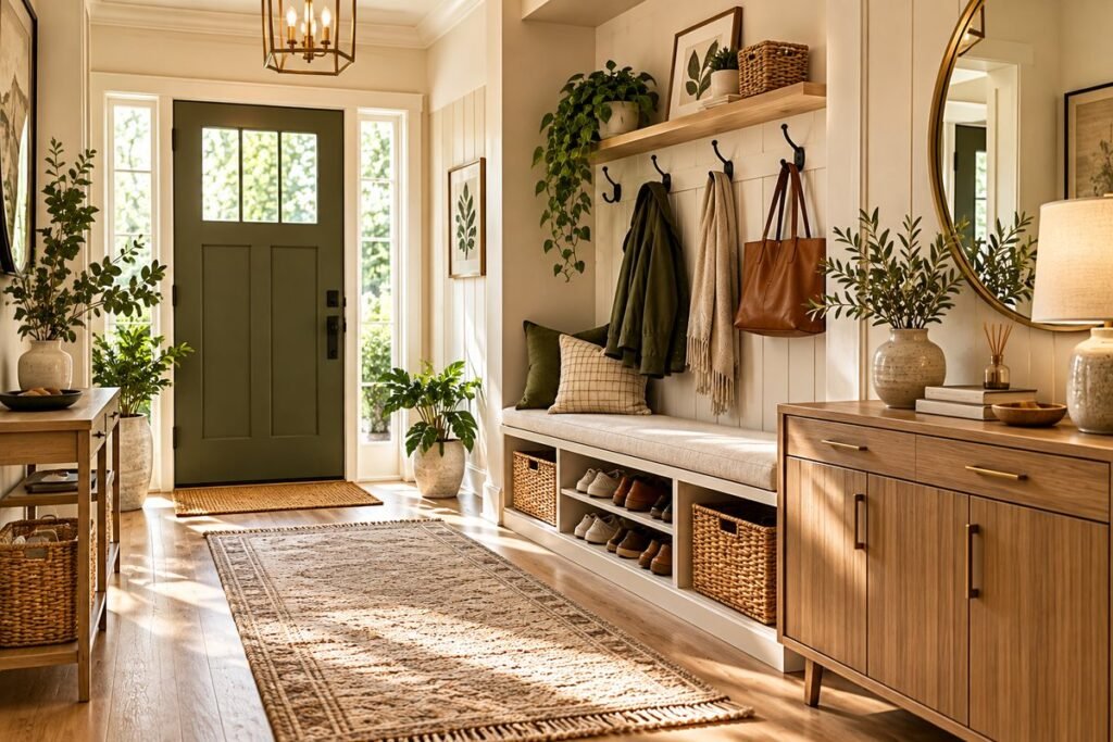 entryway storage ideas with bench and shoe storage